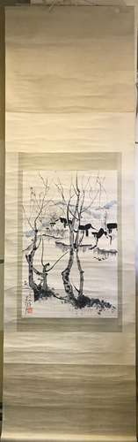 Chinese Ink And Color Scroll Painting