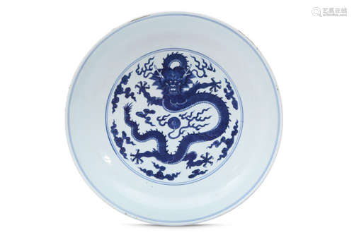 Chinese Blue White Dragon Porcelain Plate