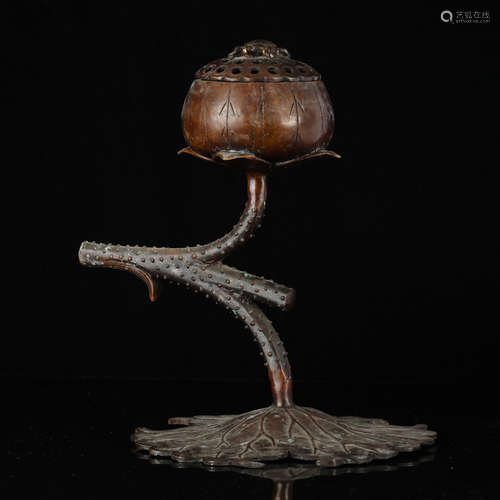 Chinese Bronze Lotus Censer