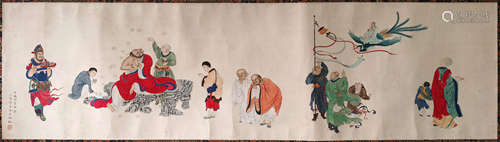 Chinese Ink And Color Figurine Hand Scroll