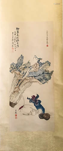 Chinese Ink And Color Painting Of Cabbage