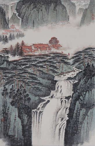 Chinese Ink And Color Landscape Painting