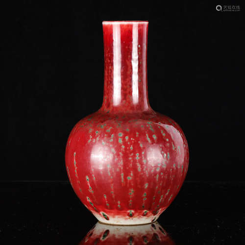 Chinese Peach Bloom Glazed Bottle Vase