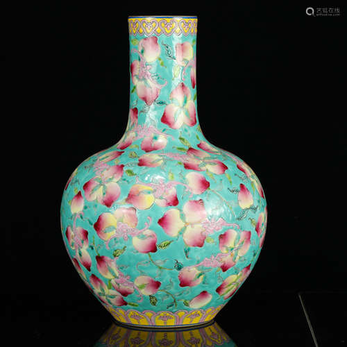 Chinese Famille Rose Peach Bottle Vase