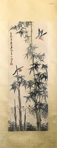 Chinese Ink And Color Scroll Painting