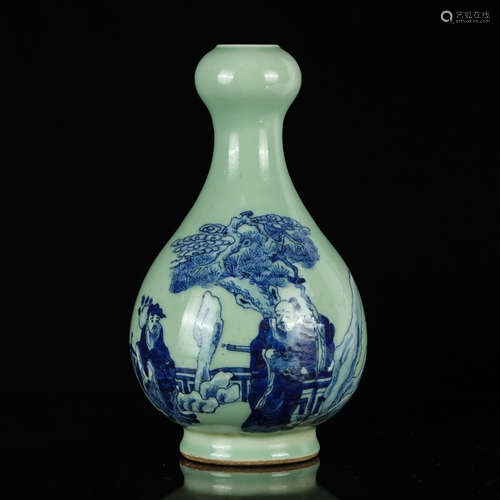 Chinese Celadon Glazed Blue White Porcelain Vase