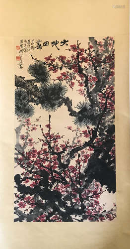 Chinese Ink And Color Scroll Painting