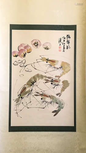 Chinese Ink And Color Scroll Painting