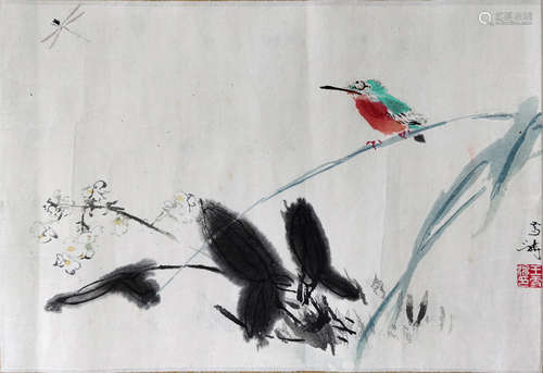 Chinese Ink And Color Flowers And Birds Painting