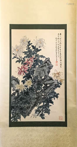 Chinese Ink And Color Scroll Painting