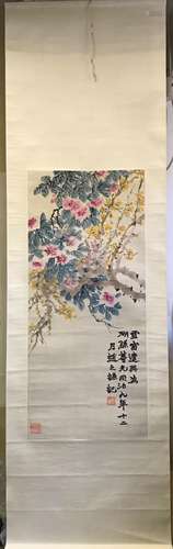 Chinese Ink And Color Scroll Painting