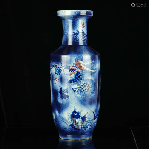 Chinese Blue White Rouleau Porcelain Vase