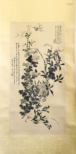 Chinese Ink And Color Scroll Painting