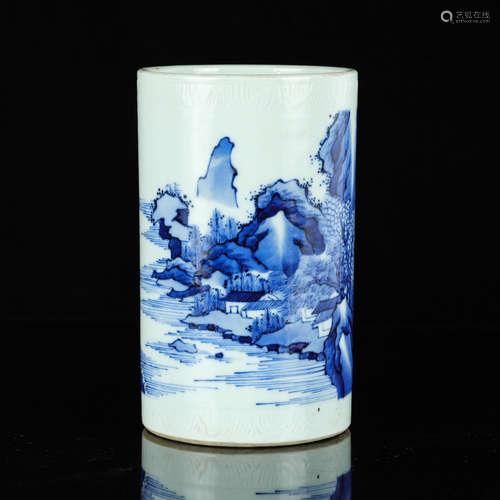 Chinese Blue White Porcelain Brush Pot