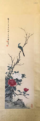 Chinese Ink And Color Scroll Painting