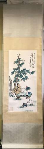 Chinese Ink And Color Scroll Painting