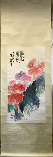 Chinese Ink And Color Scroll Painting