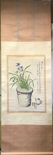 Chinese Ink And Color Scroll Painting