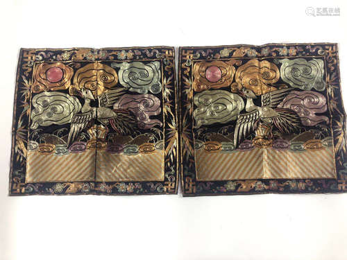 Chinese Embroidery Panel, Pair