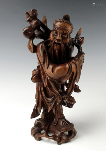 WOODEN CARVED IMMORTAL SHOU HSING