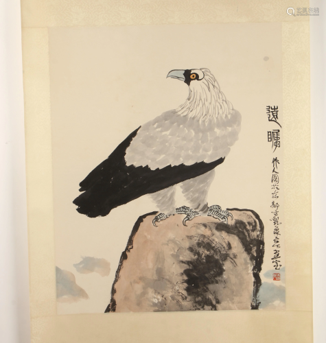 CHINESE SCROLL OF PERCHED EAGLE