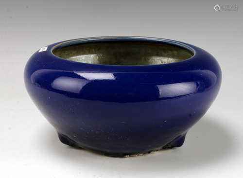 PORCELAIN COBALT BLUE BRUSH WASHER BOWL