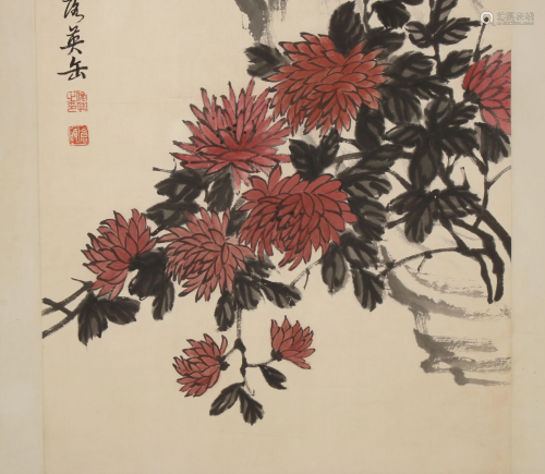 CHINESE SCROLL OF CHRYSANTHEMUMS