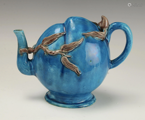 BRIGHT BLUE PEACH SHAPE PUZZLE TEA POT