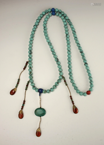 TURQUOISE CHAO ZHU COURT NECKLACE