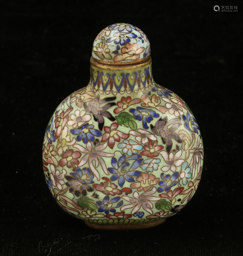 FINE 18TH C. CLOISONNE SNUFF BOTTLE