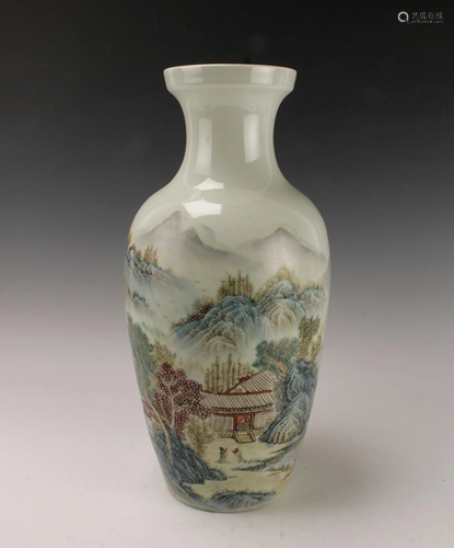 REPUBLIC PERIOD LANDSCAPE VILLAGE SCENE VASE