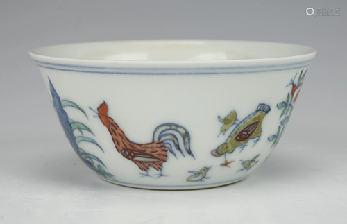 ANTIQUE CHINESE PORCELAIN ROOSTER TEACUP