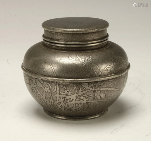 CHINESE PEWTER CADDY