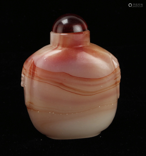 LARGE PINK AGATE SNUFF BOTTLE