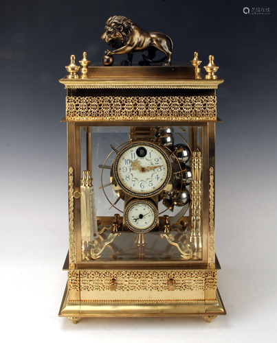 RARE 19TH C. FRENCH ROLLING BALL WATERWHEEL CLOCK