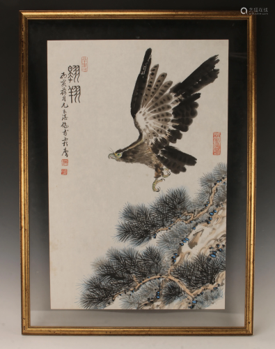 PAINTING OF EAGLE LOOKING FOR PREY