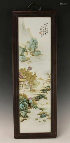 FRAMED PORCELAIN LANDSCAPE PLAQUE