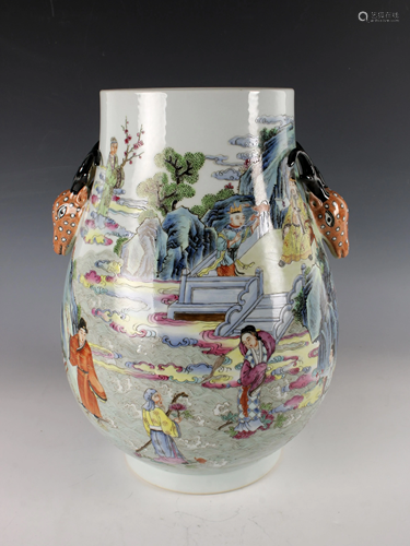 REPUBLIC PERIOD FAMILLE VERTE HU VASE