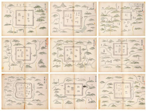 贵州地图一组 清绘本  册页9页 纸本