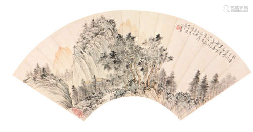 溥 儒(1896-1963) 山居图 设色 纸本扇面