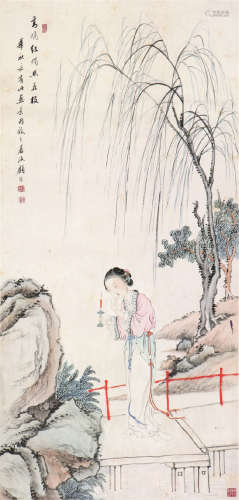 顾 沄(1835-1896) 高烧红烛照花枝 设色 纸本立轴