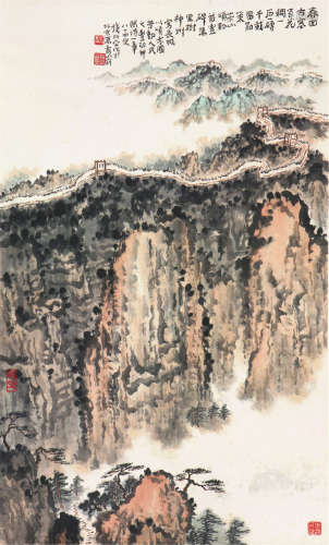 钱松喦(1899-1985) 长城 设色 纸本立轴