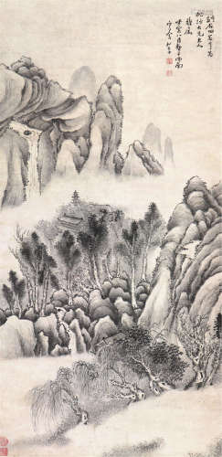 松 年(1837-1906) 松山幽居 水墨 纸本立轴