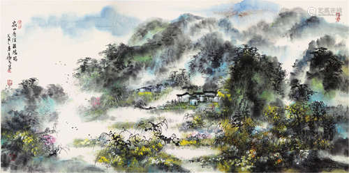 王福元(b.1947) 家山春深听鹧鸪 设色 纸本镜片