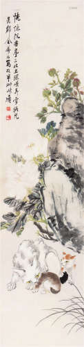 金梦石(1869-1952) 富贵耄耋 设色 纸本立轴