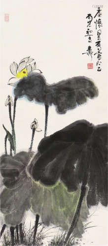 谢稚柳(1910-1997) 荷花 设色 纸本镜片