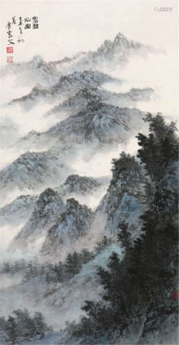 乐震文(b.1956) 蜀国仙山 设色 纸本立轴