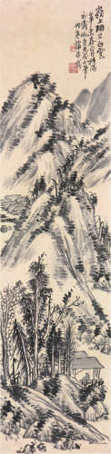 蒲 华(1839-1911) 岭上白云 设色 纸本立轴