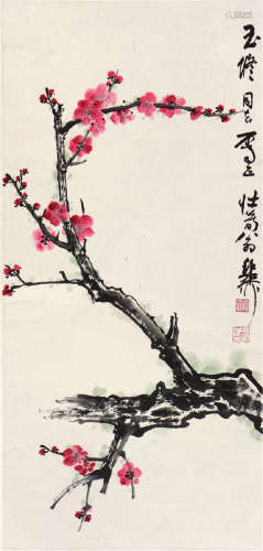 谢稚柳(1910-1997) 红梅 设色 纸本立轴