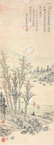 戴 熙(1801-1860) 寒林新雁图 设色 纸本立轴